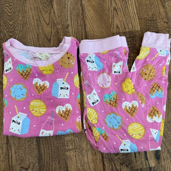 Little Sleepies Pink Milk And Cookies Bamboo Pajama Set Sizes 3T 3 - Picture 1 of 6